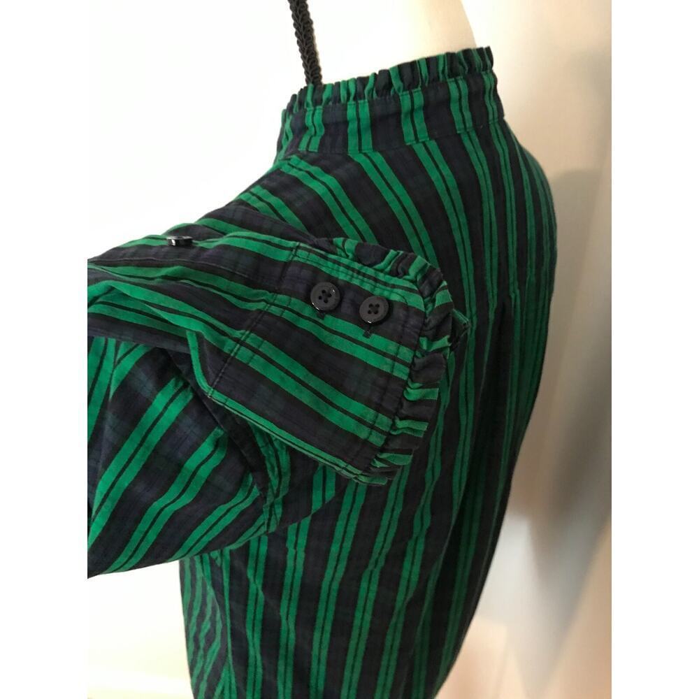 Vineyard Vines Plaid Ruffle Shirt 4 Navy Green Button Down Preppy Top - Picture 3 of 13